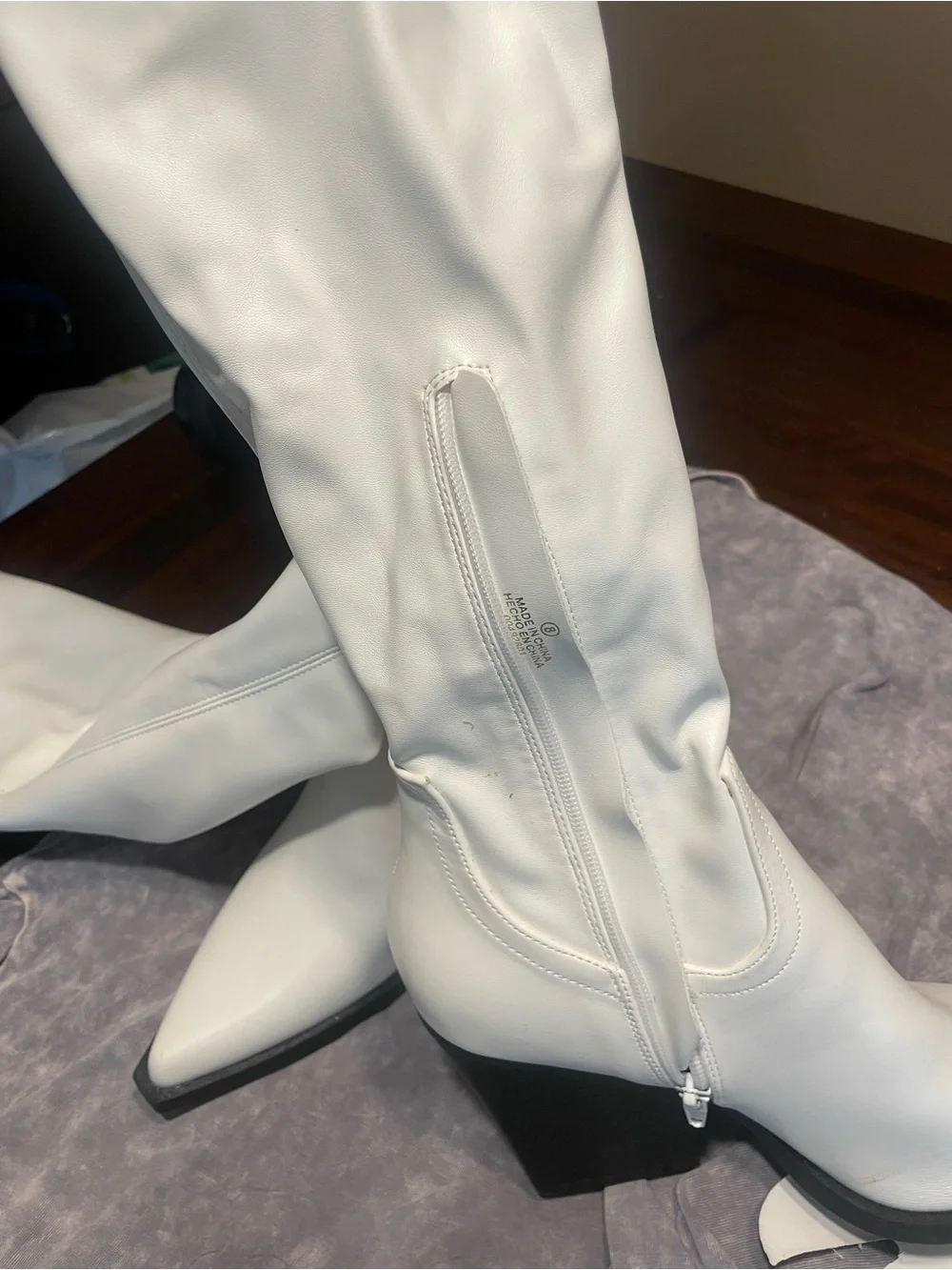 Forever 21 White Pointed-Toe Over-The-Knee Boots
